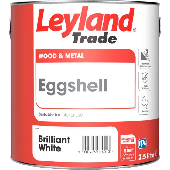 Leyland Trade Eggshell Paint Brilliant White 2.5L