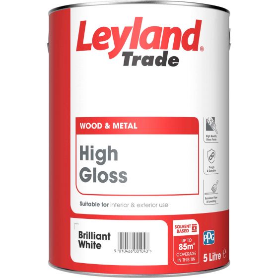 Leyland Trade High Gloss Paint Brilliant White 5L
