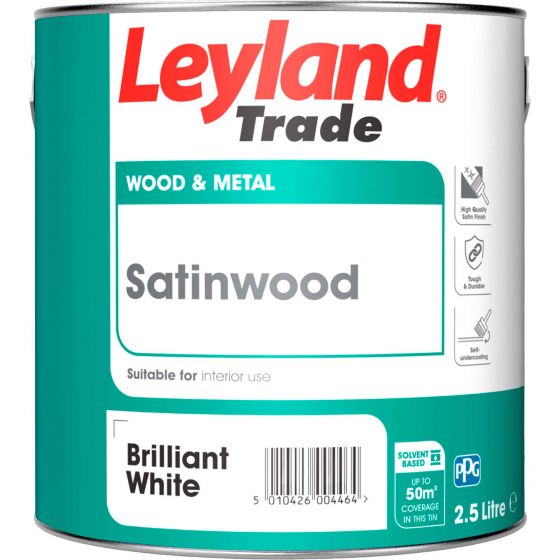 Leyland Trade Satinwood Paint Brilliant White 2.5L