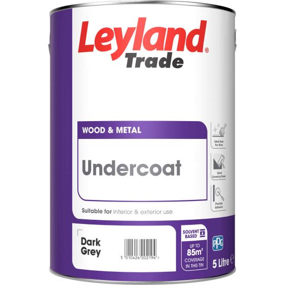 Leyland Trade Undercoat Paint Dark Grey 5L
