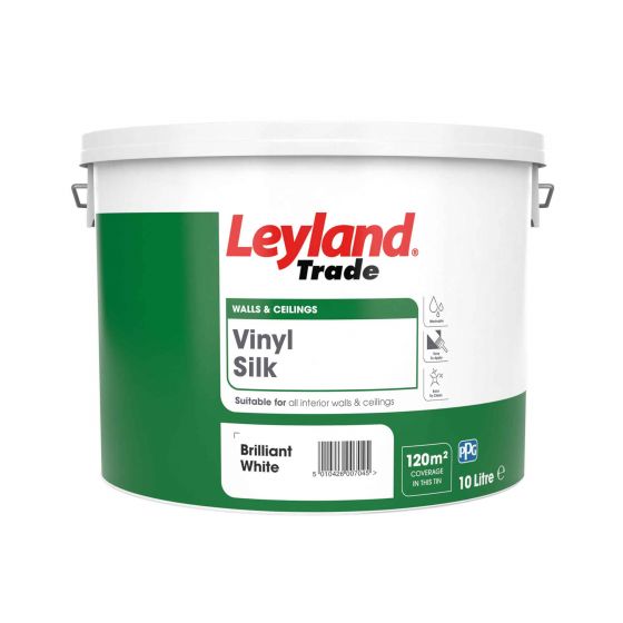 Leyland Trade Vinyl Silk Emulsion Paint Brilliant White 10l Sdm - White Paint For Walls Silk