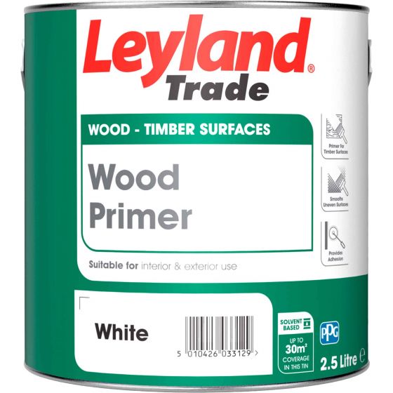 Leyland Trade Wood Primer Paint White 2.5L