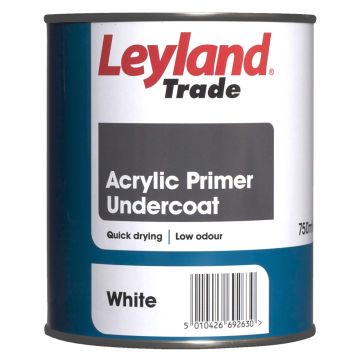 Leyland Trade Acrylic Primer Undercoat Paint White 750ml