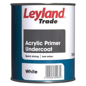 Leyland Trade Acrylic Primer Undercoat Paint White 750ml