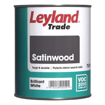 Leyland Trade Satinwood Paint Brilliant White 2.5L