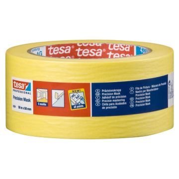 Tesa Precision Masking Tape Yellow 50mm x 50m Roll