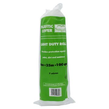 Seagull Plastic Dustsheet Light Duty 4m x 25m Roll