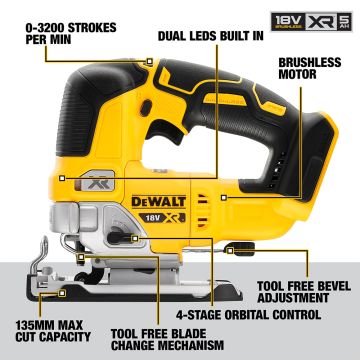 DEWALT XR Cordless Brushless Jigsaw (Body Only) 18V