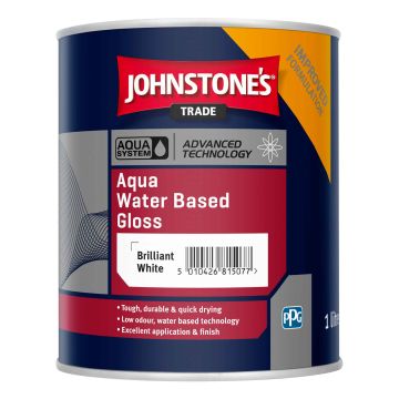 Johnstones Trade Aqua Water Based Gloss Paint Brilliant White 1L