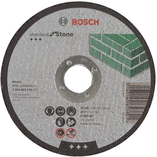 Bosch Stone Cutting Disc Flat 4.5in 22mm x 125mm
