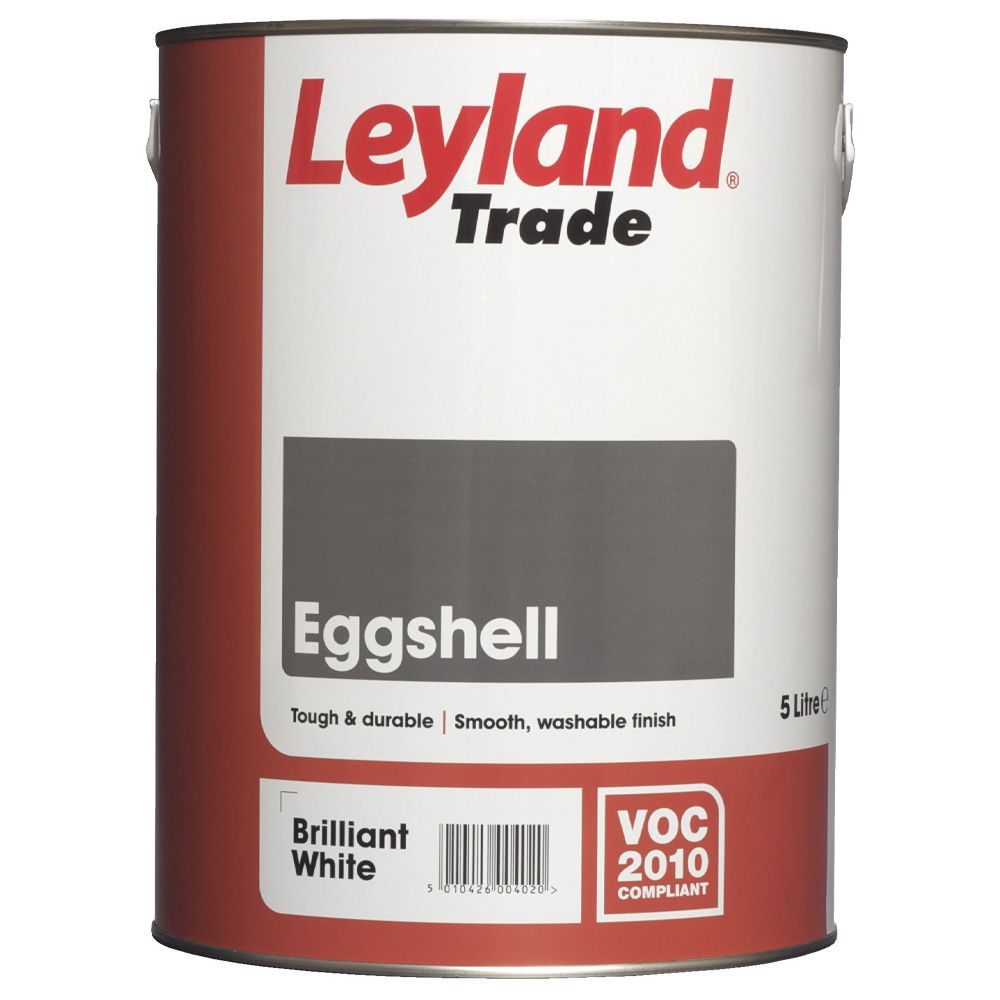 Leyland Trade Eggshell Paint Brilliant White 5L Leyland SDM