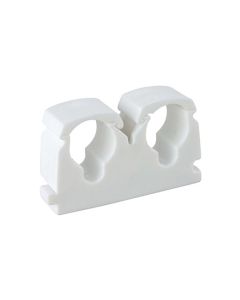 Pipe Clip Talon Double White 15mm Pack of 50