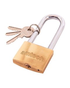 Amtech Polished Brass Longshackle Padlock 50mm