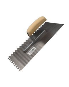 Notched Square Trowel Wooden Handle 10mm Teeth 11in x 5in