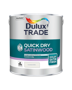Dulux Trade Quick Dry Satinwood Paint Pure Brilliant White 2.5L
