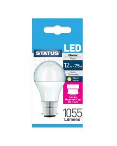 Status Light Bulb LED GLS BC B22 12W