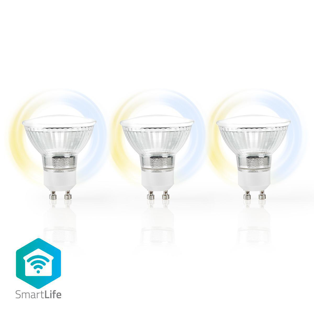 Nedis LED Light Bulb WiFi Smart GU10 4.5w White Pack of 3