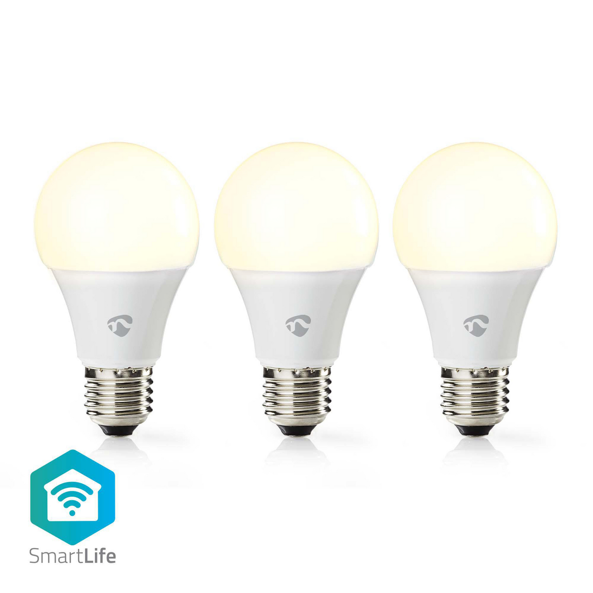 Nedis LED Light Bulb WiFi Smart GLS E27 9w White Pack of 3